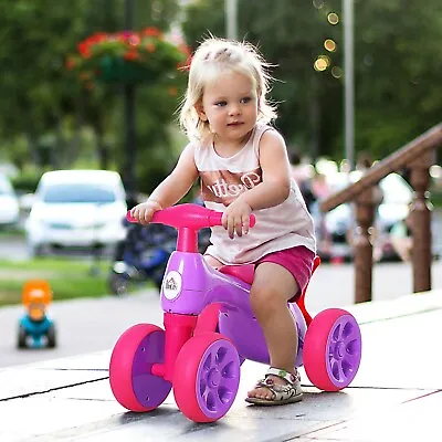 Baby Balance Bike Toddler Safe Training 4 Wheels Storage Bin Violet • £28.46
