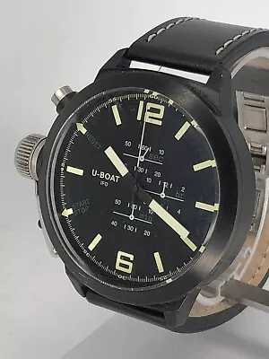 MEN'S U BOAT CHRONOGRAPH 53D-TWT  'LEFTY  WATCH ITALO FONTANA QUARTZ 52mm • $999