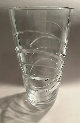 Vintage Val St Lambert Clear Hand Cut Crystal Vase - 9  Tall And Made In Belgium • $390