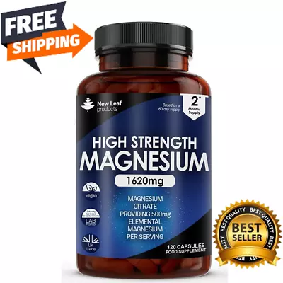 Magnesium Citrate Supplements 1620mg - High Strength Magnesium Capsules Vegan • £14.49