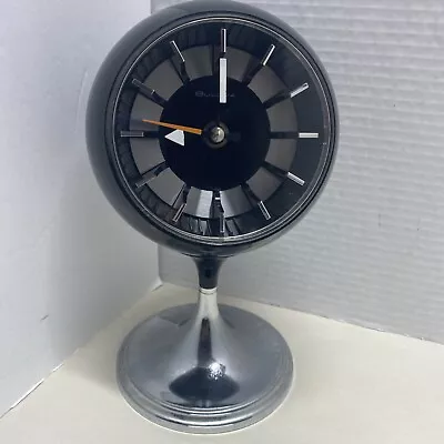 Bulova Atomic Age Clock Retro Mid Century Black On Chrome Pedestal Tulip Clock • $94.95