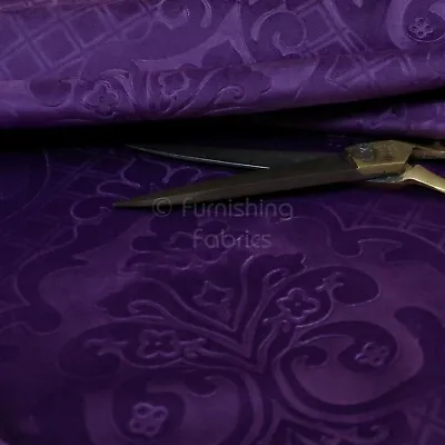 £0.99 • Buy New Furnishing Embossed Damask Velvet Upholstery Fabric In Purple Colour