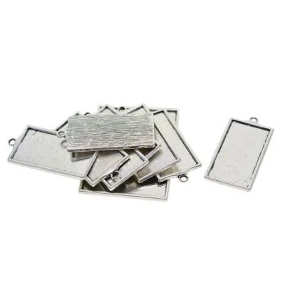 £9.77 • Buy 10x Rectangle Cabochon Bezel Blanks Pendant Trays Cameo Base Setting