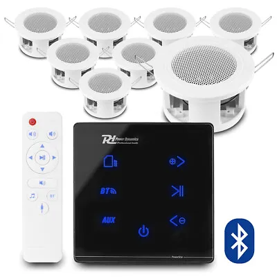 Home Bluetooth Ceiling Speaker System With A100B Wall Amplifier And 8x 3  CSBA3L • £195