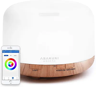 $69.50 • Buy ASAKUKI Smart Wi-Fi Essential Oil Diffuser, 500ml Aromatherapy - Smart WiFi