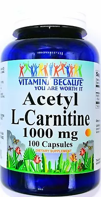 1000mg Acetyl L Carnitine HCI 100 Capsules Free Form Dietary Supplement • $15.04