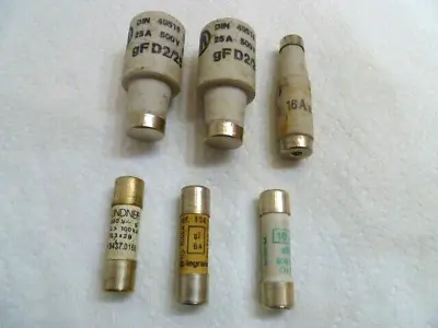 Job Lot Of Six Assorted Ceramic Industrial Bottle Fuses (unused New Old Stock) • £10