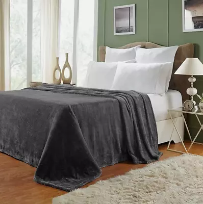 Superior Ultra Microfiber Plush Fleece Soft  Full/Queen Blanket Charcoal • $19.99