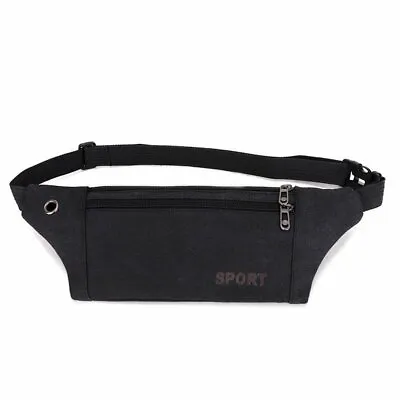 Canvas Waist Bag Breathable Hiking Zip Fanny Pouch Running Belt Camping Outdoor • $9.99