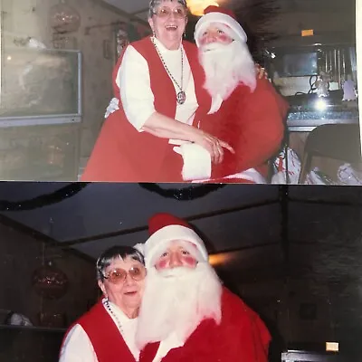 Vintage Color Photo Lot Of 2 Woman Sitting Santa Claus Lap Christmas Holiday • $10.04