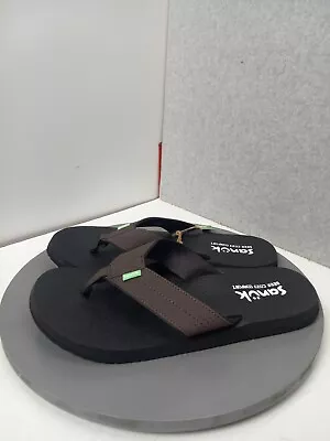 Sanuk Beer Cozy Coaster Comfort Flip Flop Sandals Brown Mens Sz 11 • $14.99