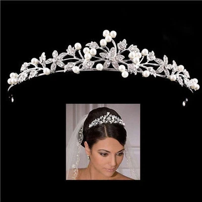 £5.39 • Buy Crystal Tiara Bridal Wedding Bride Bridal Pearl Hair Crown Headband Rhinestone