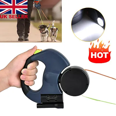 Retractable Lead Leash Double Tangle Dual Doggie 2 Dog 50 Pounds For Pet Dog New • £16.99