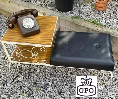 Vintage Phone GPO 746 Rotary Dial Telephone Gloss Brown Built 1978 And Table • £125