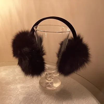 Real Ranch Mink Fur Earmuffs W Suede Band  - Oversized Fur - Beautiful! • $44