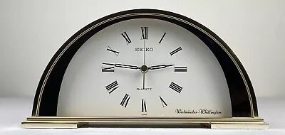 Seiko Westminster-Whittington Mantel Desk Chime Clock Quartz Gold Tone Japan • $79.99