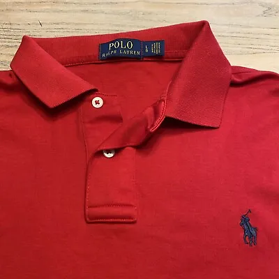 Polo Ralph Lauren Red Soft Touch Polo Shirt Mens Sz L Short Sleeve Cotton Pony • $22.95