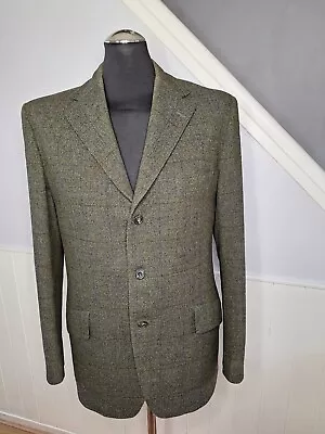 MAGEE Donegal Tweed Jacket - Mens Clady - Forest Green With Subtle Overcheck • £75