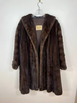 Classic Vintage MINK Fur Coat Brown Womens Large Jacket Stroller 39  Length • $300