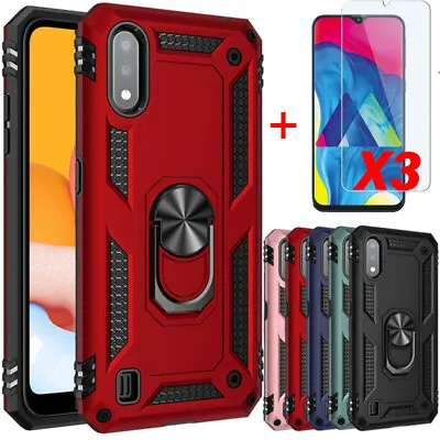 For Samsung Galaxy A10e Ring Case Shockproof Stand Cover + 3 Tempered Glass • $8.99