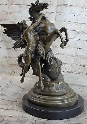 After Emile-Louis Picault 1833-1915 Bronze Statue Pegasus Perseus & Medusa 18  • $419.65