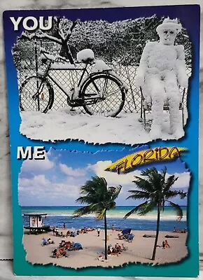 Postcard. Florida. Humor. Cold Vs Warm. Snow. Beach. Vacation. Unposted. • $4