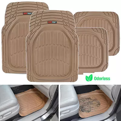 Motor Trend FlexTough 4pc Rubber Floor Mats - Thick Heavy Duty All Weather Beige • $44.90