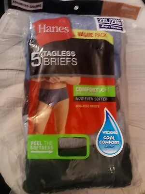 5 Pr. Mens~hanes~tagless~comfortsoft~mid-rise~cotton Knit Briefs~sz 2xl~colors • $22.95