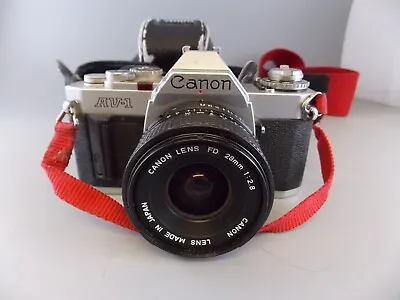 Canon AV-1 35mm Film SLR Camera Body & 28mm 1:2.8 FD Lens Vintage Japan • £60