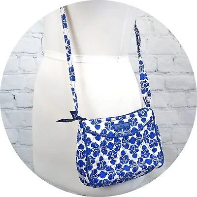 ❤️ VERA BRADLEY Cobalt Tile Little Crossbody Frannie Blue White • $13.99