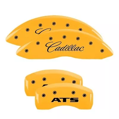 MGP Caliper Covers Set Of 4 Yellow Finish Black Cadillac / ATS • $289