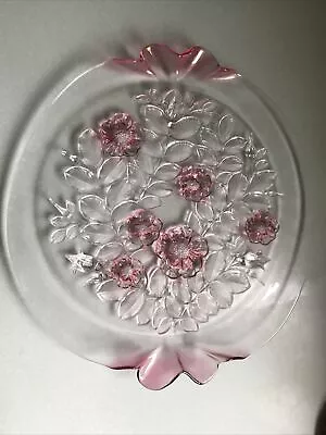 Vintage Mikasa Pink Rosella Crystal Glass Round Cake Plate Platter 14” • $34