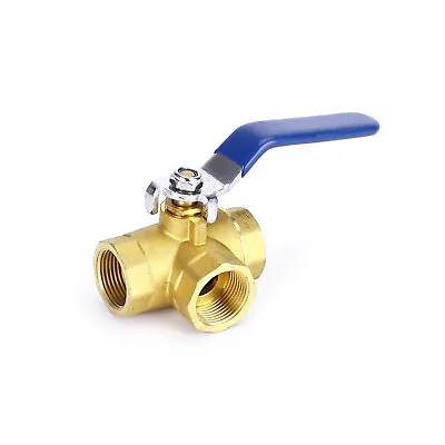 3-Way Ball Valve Female L Port Lever Handle 3/4  NPT Made Of Forged Brass UK • £19.18