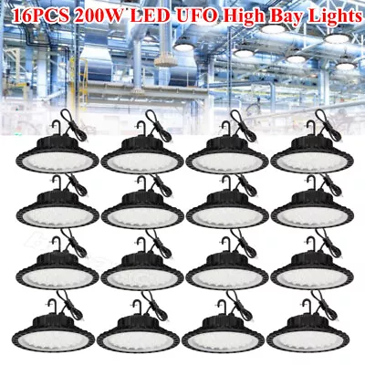 16 Pack 200W UFO Led High Bay Light Factory Warehouse Commercial Led Shop Lights • $570.48