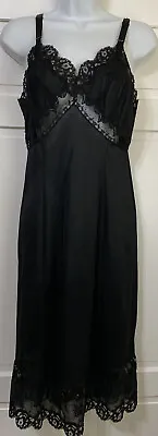 Vintage Wondermaid Molded Magic Black 6 Panel Nylon Full Dress Slip Petticoat 34 • $34.99