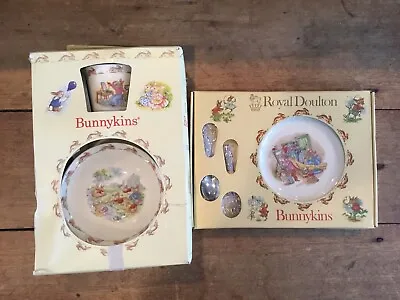 Royal Doulton China Bunnykins Children's Plate Cup Bowl /Utensils & Plate NIB • $59.27