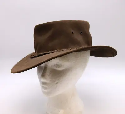 £4.99 • Buy AUSTRALIAN COWBOY HAT Men's Vintage Leather Suede Brown Western Bush Size Large
