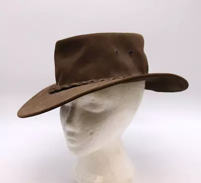 £4.99 • Buy AUSTRALIAN COWBOY HAT Men's Vintage Leather Suede Brown Western Bush Size Large