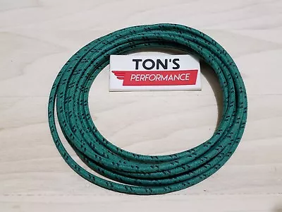 10 Feet Vintage Braided Cloth Covered Primary Wire  14 Ga Gauge Green W/ Black • $7.95