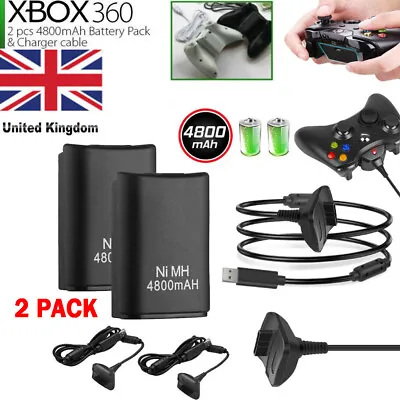 2X4800mAh Battery Pack For Microsoft XBox 360/One/X/S Series Wireless Controller • £11.98