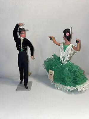 Vintage Marin Male & Female Chiclana Spain Flamenco Dancers 7.5  Dolls Set Of 2 • $12.99