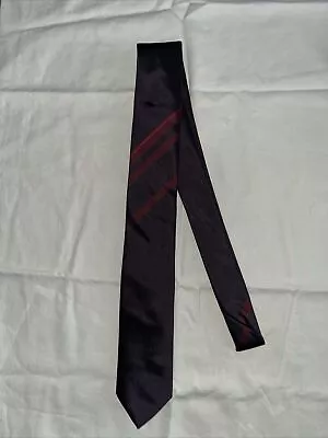 Hugo Boss Men's Tie Burgundy Red Black 100% Silk 3 Inch SKINNY Mod New Wave Jazz • $24.99