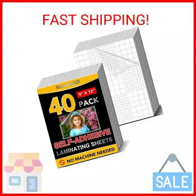 40 PCS Self-Adhesive Laminating Sheets 9 X 12 Inches Clear Laminating Sheets No • $12.72