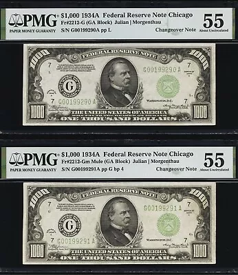 1934 1000  Changeover  Consecutive Pair • $22975