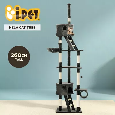 I.Pet Cat Tree Tower Scratching Post Scratcher 260cm Condo House Trees Grey • $103.95