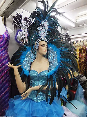 Da NeeNa C032 Dance Feather Samba Cabaret Showgirl Vegas Backpiece Headdress • $558.56