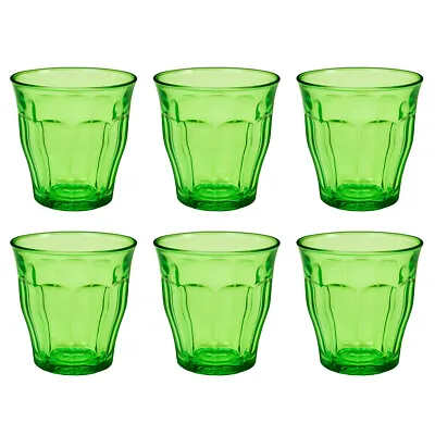 Duralex Set Of 6 Picardie Colors Green Tumblers 25cl Traditional Water Glasses • £16.75