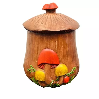 Mushroom Canister Cookie Jar Ceramic Hand Painted Arnels 70’s Vintage Medium 8” • $15
