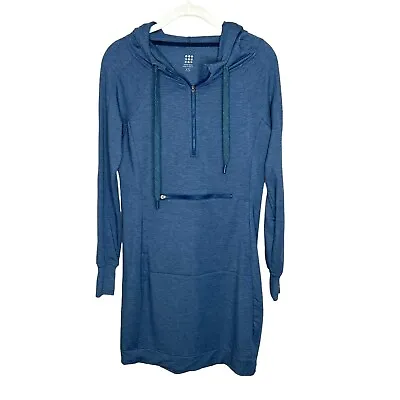 Title Nine Blue Long Sleeve Hoodie Dress Front Zipper Pocket Size XS • $30