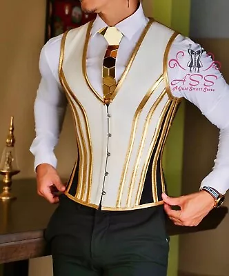 MEN Vintage Tighten Abdomen Corset Shaping Vest With Golden Strip USA Men Corset • $89